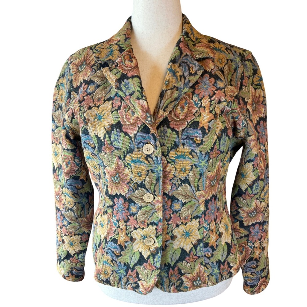 Chadwicks Womens Floral Tapestry‎ Blazer Jacket Multi Color Size 16 24-0688-2